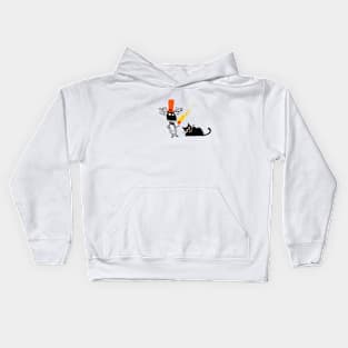 Mister Flaming Heart and Mister Cat Kids Hoodie